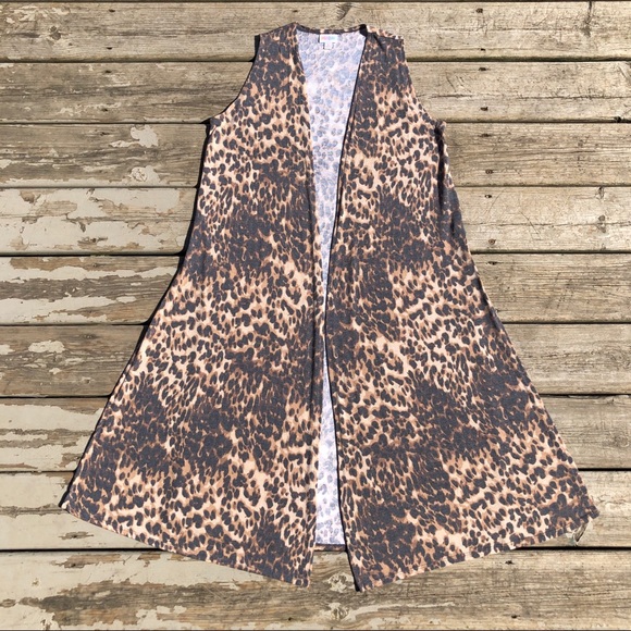 LuLaRoe Leopard Print Joy Vest Sleeveless Duster S - Picture 2 of 8